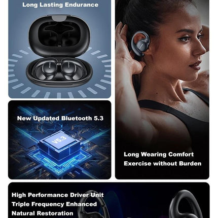 Black T80 Sport Tws Bluetooth Earbuds With Air Conduction