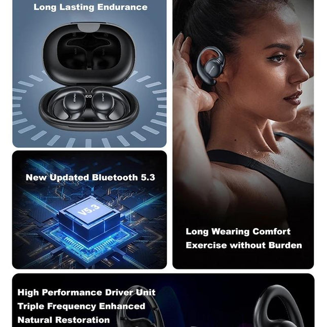 Black T80 Sport Tws Bluetooth Earbuds With Air Conduction