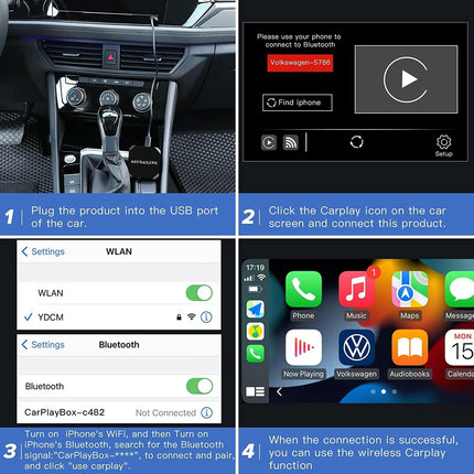 Wireless Carplay Adapter For Usb & Usb-C / Type-C - Black