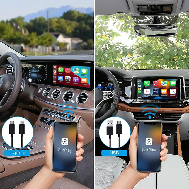Wireless Carplay Adapter For Usb & Usb-C / Type-C - Black