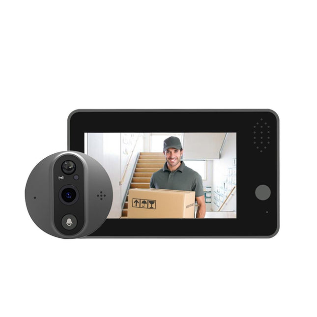 Smart Wifi Door Viewer With Wide-Angle Pir & Night Vision - 1080P 4.3 Inch Dingdong Photo White