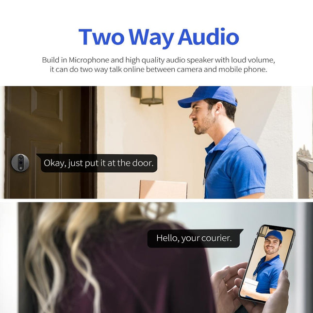 Smart Wifi Door Viewer With Wide-Angle Pir & Night Vision - 1080P 4.3 Inch Dingdong Photo White
