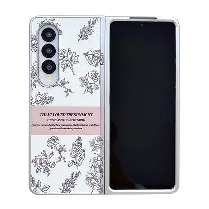 Floral Sketch Pearlescent Pc Case For Samsung Galaxy Z Fold 4