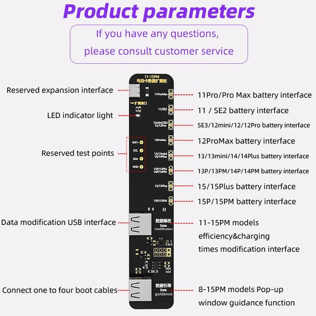Efficient Battery Repair Board For Iphone 11 / 15 Pro Max - I2C Kc02 Expansion