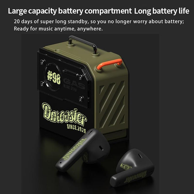 Oil Barrel Bluetooth Earphones - Black / Green Tws