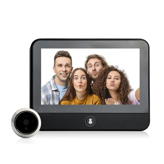 1080P Wifi Smart Cat Eye Video Doorbell With 4.3 Ips Lcd Screen And Infrared Night Vision Black