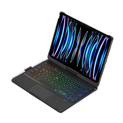 360 Degree Rotating Bluetooth Keyboard Leather Case For Ipad Pro 11 With Backlight - Black