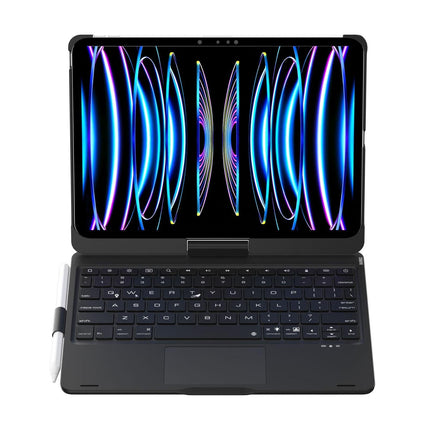 360 Degree Rotating Bluetooth Keyboard Leather Case For Ipad Pro 11 With Backlight - Black