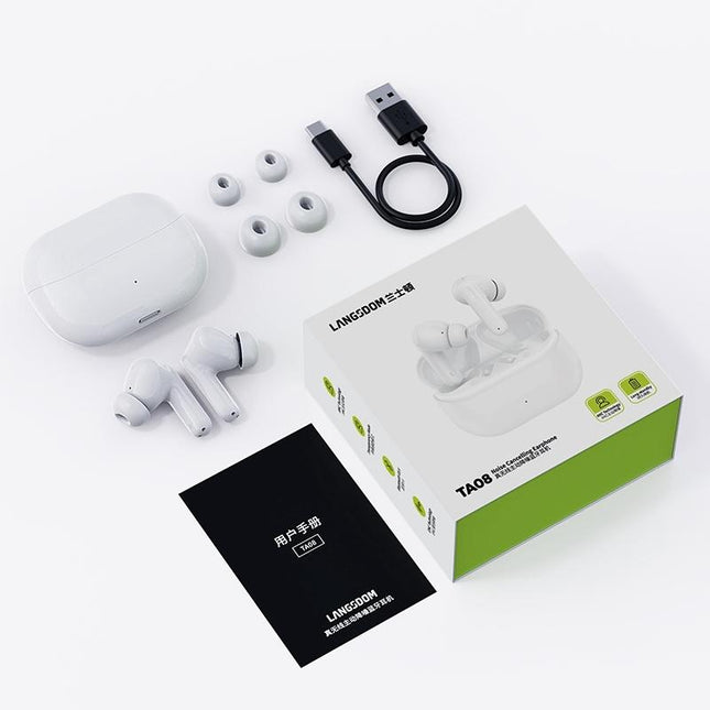 Wireless Active Noise-Cancelling Earbuds - White