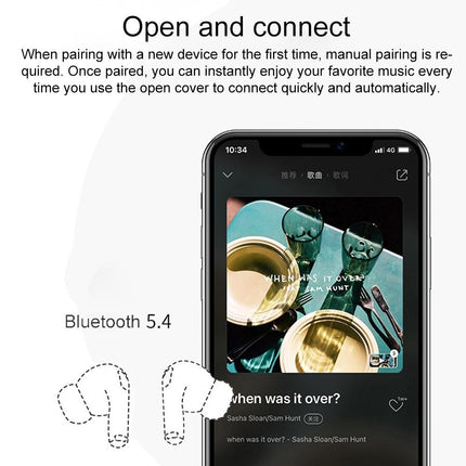 Wireless Bluetooth Earphone With Touch Screen & Noise Reduction - White