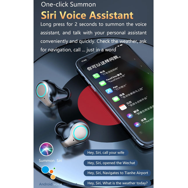 Waterproof Wireless Bluetooth 5.0 Earphones With Charging Box And Led Display