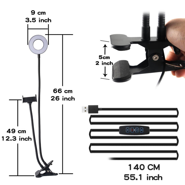 Adjustable 3.5 Live Broadcast Led Fill Light With Phone Clamp