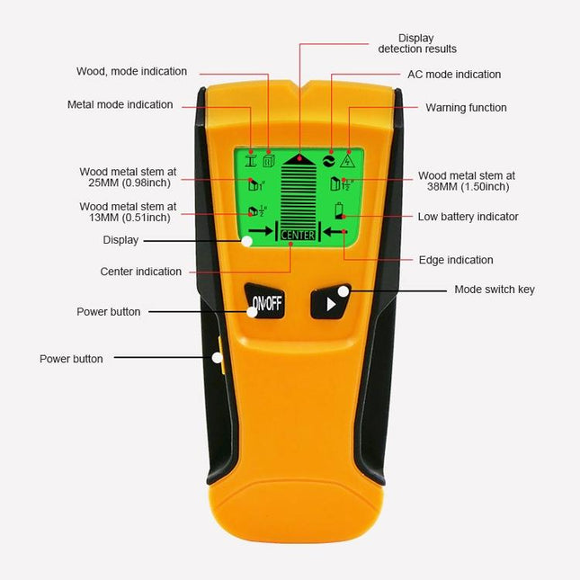3-In-1 Wall Metal Detector For Voltage Cable And Metal Detection
