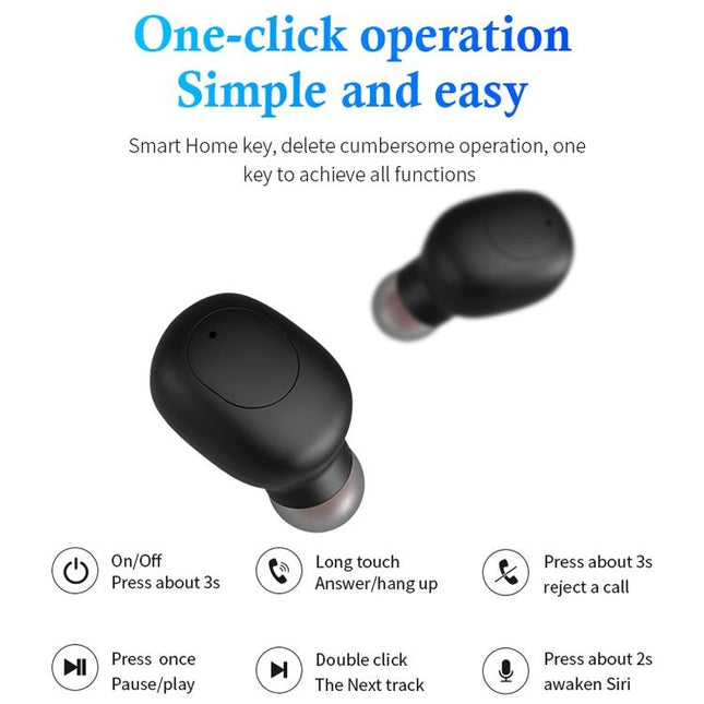 Wireless Sports Bluetooth Earphones - Binaural Stereo Black
