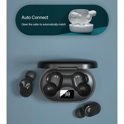 Wireless Bluetooth Earphone With Noise Reduction & Charging Box - Led Display