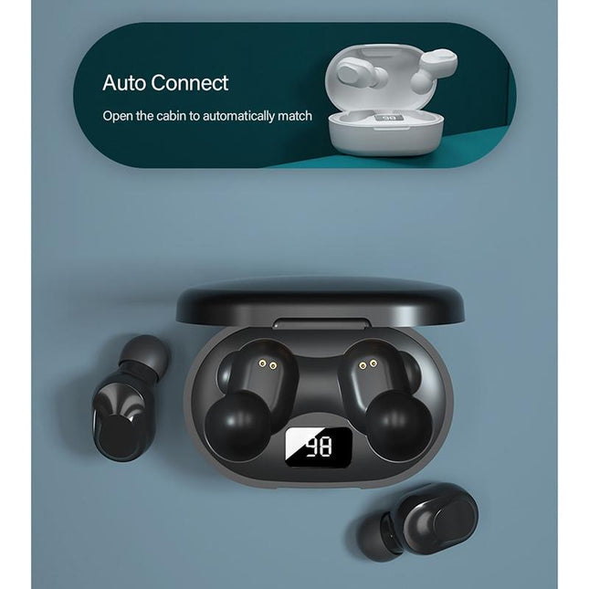 Wireless Bluetooth Earphone With Noise Reduction & Charging Box - Led Display