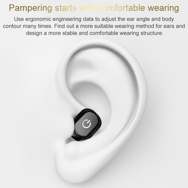 Wireless Bluetooth 5.0 Single In-Ear Earphone - Black