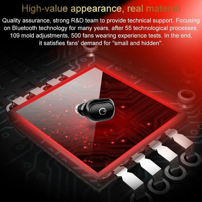 Wireless Bluetooth 5.0 Single In-Ear Earphone - Black