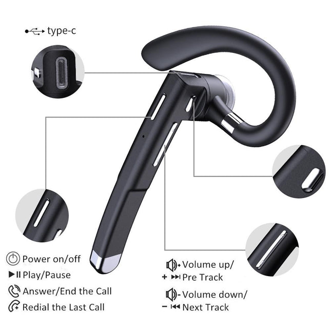 Rotatable Earhook Bluetooth Earphone For Noise Reduction Calls - No Charging Box
