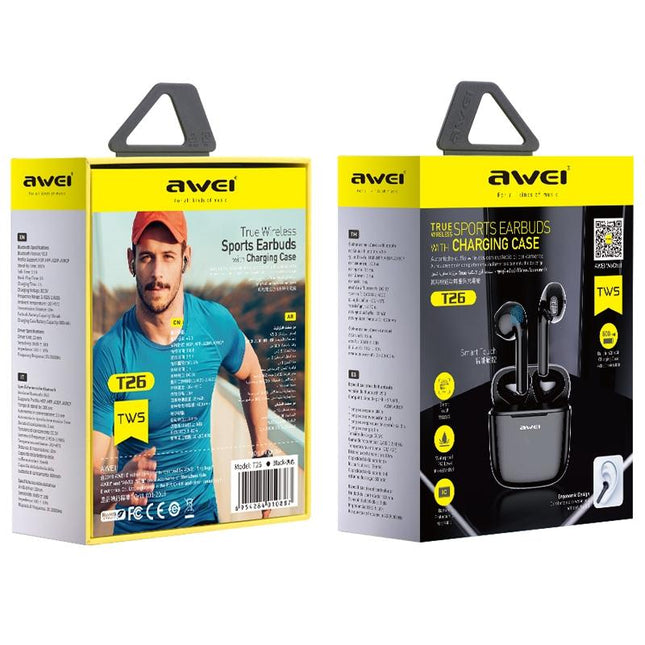 Wireless Sports Headset With Charging Case - T26 Tws Bluetooth V5.0 - Black