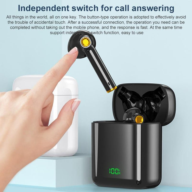 Waterproof Bluetooth Earphones With Digital Display - Black