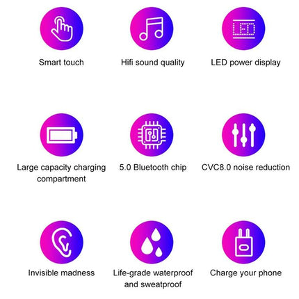 Wireless Bluetooth Headset With Touch Control And Charging Case - V5.0