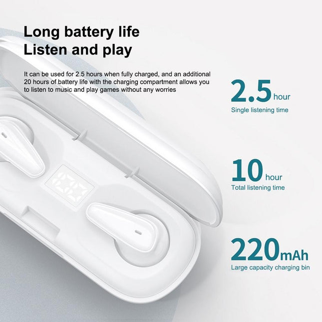 Waterproof Bluetooth 5.0 Earphones With Charging Box - White Deer Series