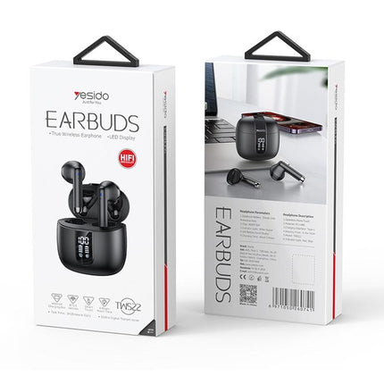 Wireless Bluetooth 5.0 Earphones With Led Display - Black