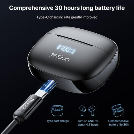 Wireless Bluetooth 5.0 Earphones With Anc And Led Display