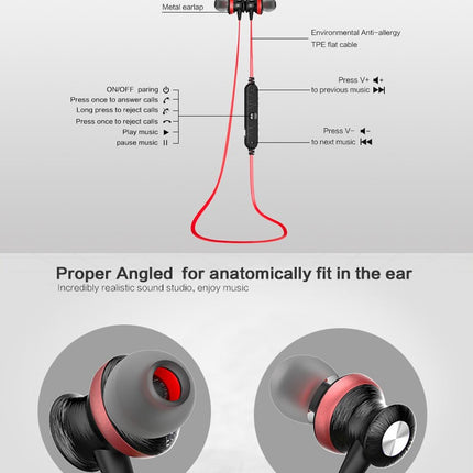 Wireless Magnetic Sport Earphones With Bluetooth Control
