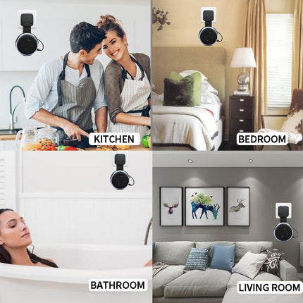 Smart Bluetooth Speaker Holder For Amazon Echo Dot 3 - Portable Wall Plug Accessory Black