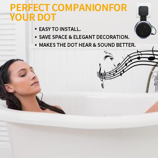 Smart Bluetooth Speaker Holder For Amazon Echo Dot 3 - Portable Wall Plug Accessory Black