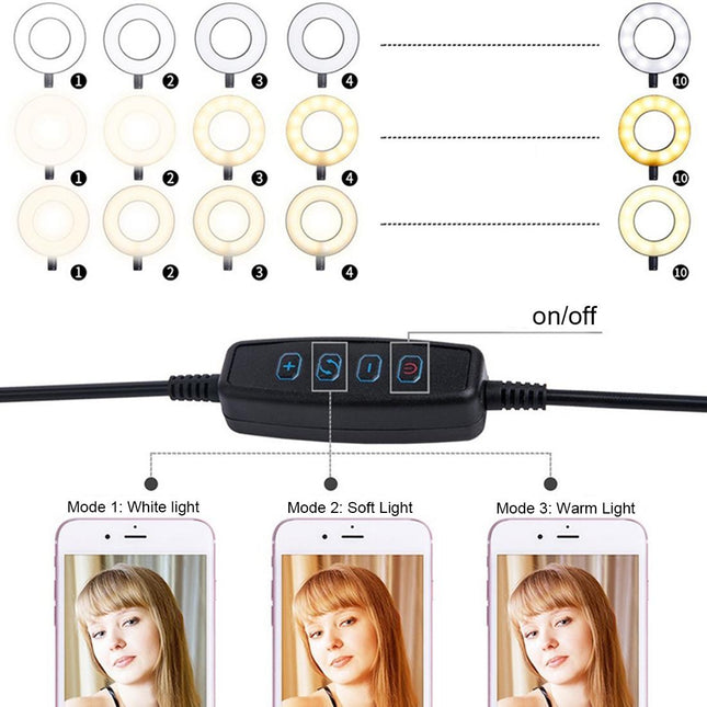 Selfie Ring Light With Phone Holder And Lazy Bracket - Perfect For Live Streaming And Broadcasts