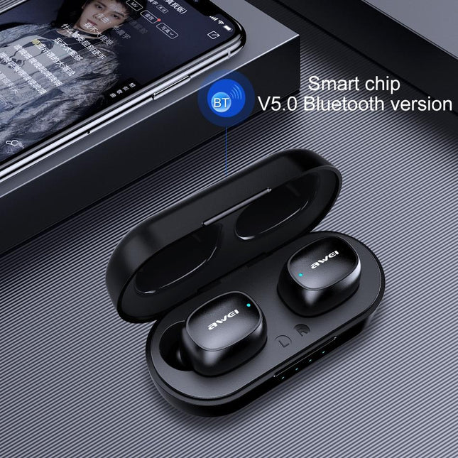 Wireless Sports Headset With Charging Case - T13 Tws Bluetooth V5.0 - Black