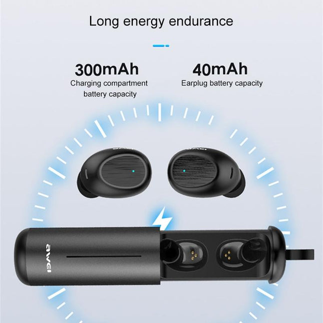 Wireless Sports Headset With Portable Charging Case - T55 Tws Bluetooth V5.0 Black