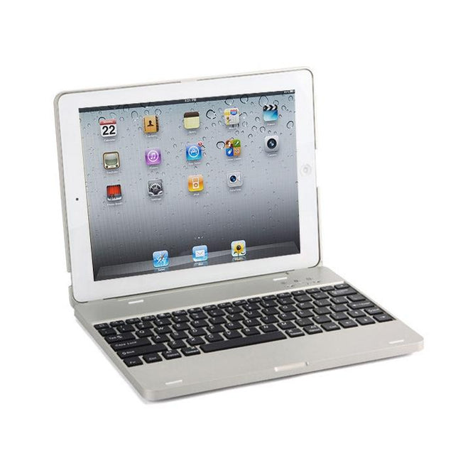 Aluminum Bluetooth Keyboard Tablet Case For Ipad 4 / 3 / 2 - Silver
