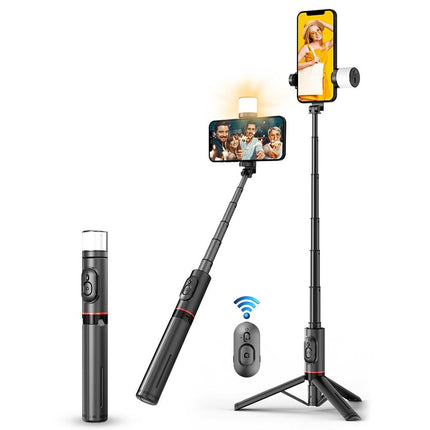 Rotatable Bluetooth Selfie Stick With Fill Light And Remote Control
