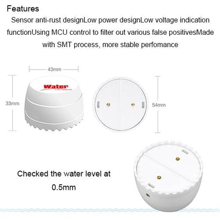 Water Leak Detector With Dual Sensors - White