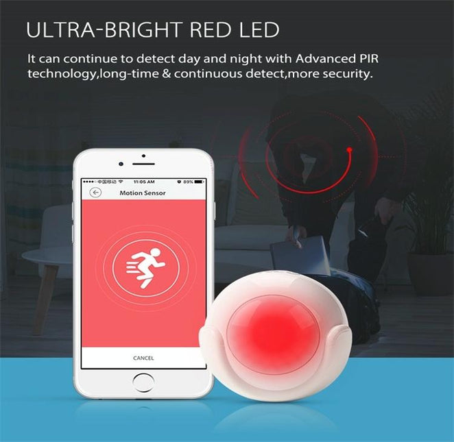 Wireless Wifi Motion Sensor For Android / Ios - Ultra-Bright Red Led