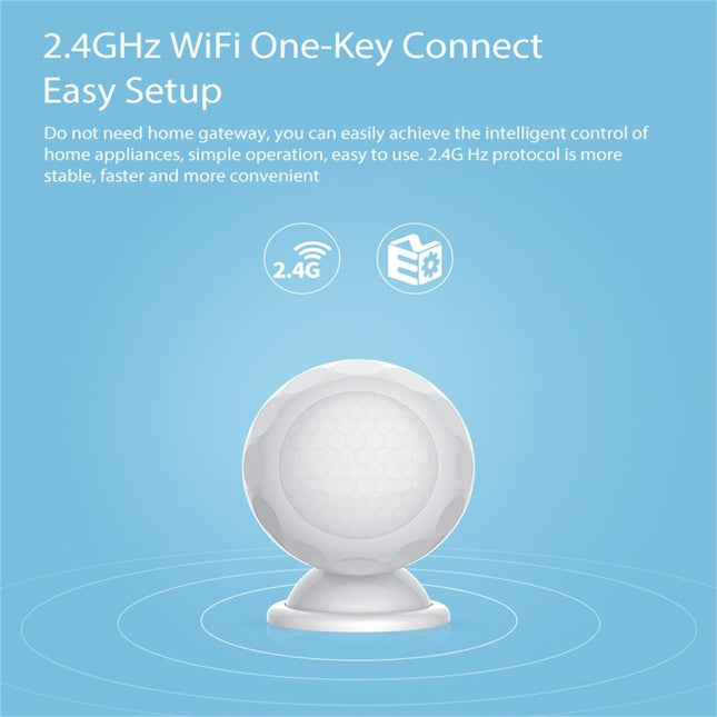 Wireless Wifi Motion Sensor With Magnet Bracket & Red Led For Android / Ios
