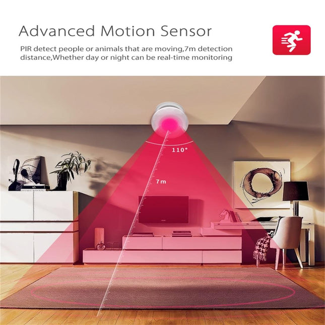 Wireless Wifi Motion Sensor With Magnet Bracket & Red Led For Android / Ios