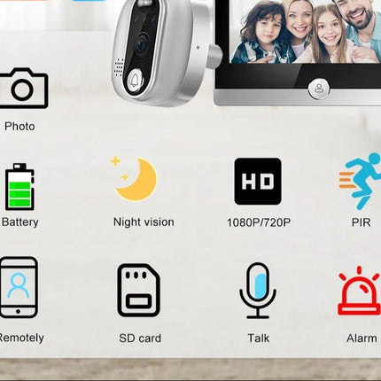 1080P Wifi Smart Doorbell With Motion Detection - 4.3 Inch Visual Display
