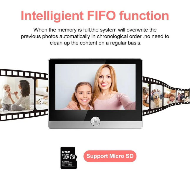 1080P Wifi Smart Doorbell With Motion Detection - 4.3 Inch Visual Display