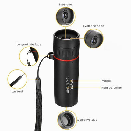 Portable Mini Monocular Telescope - 30X25 - Black