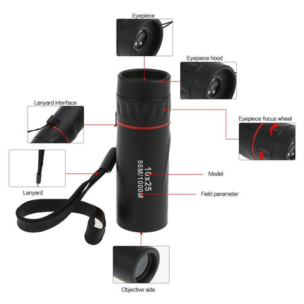 Portable High Definition Dual Focus Monocular Telescope - 10X25 - Professional