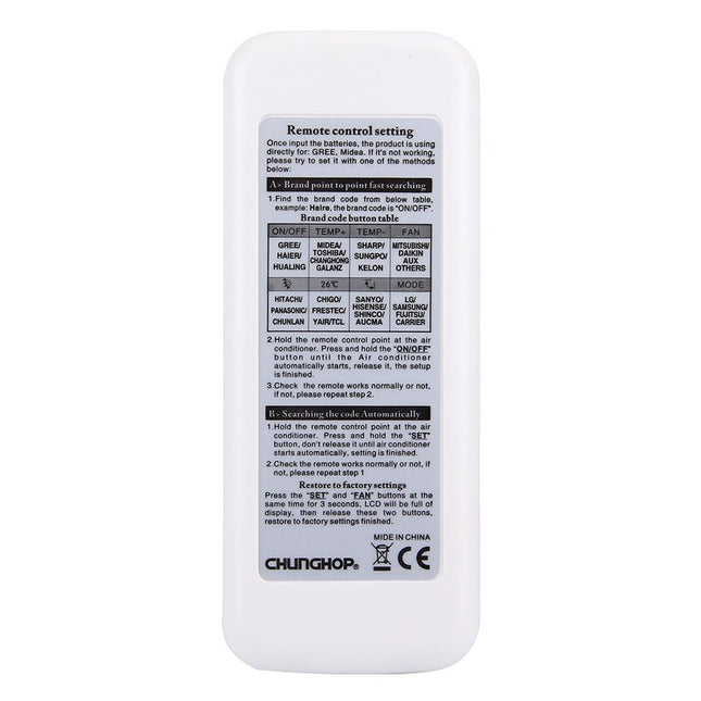 Universal Lcd Air Conditioner Remote Control By Chunghop