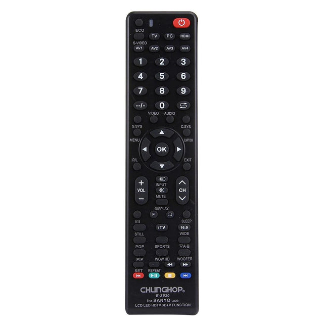 Universal Remote For Sanyo Led / Lcd / 3Dtv - Chunghop E S920