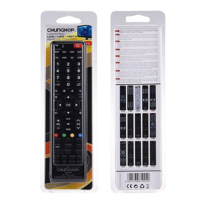 Universal Remote For Tcl Led / Lcd / Hdtv / 3Dtv - Chunghop T908