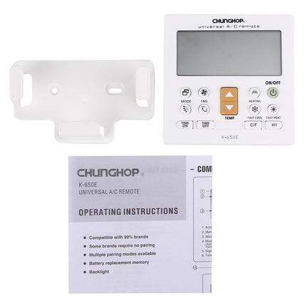 Universal Lcd Air Conditioner Remote Controller With Bracket - Chunghop K650E