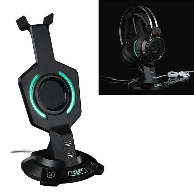Integrated Mecha-Shaped Headset Holder With Dual Usb Ports And Computer Switch - Luminous